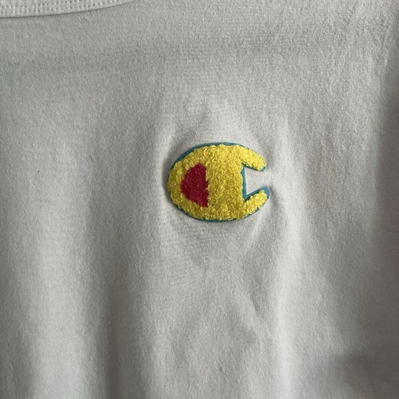 Champion Women SZ S White Short Sleeve Puffy “C” Cropped T-Shirt - Picture 3 of 8